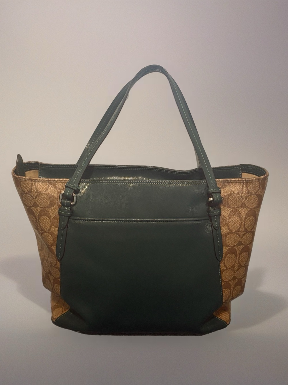 Coach Peyton Coated Canvas Saffiano Tote in Racing Green - Picture 3 of 14